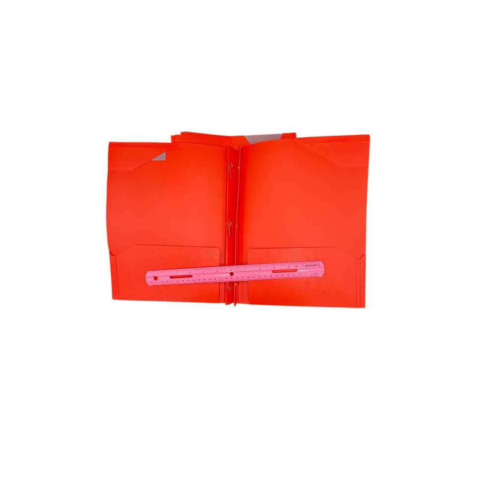 Five Star Plastic Folder with Prongs 2 Pockets RED  - FAST SHIP - Picture 2 of 2